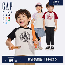 Gap男女幼童2024春夏新款纯棉小熊logo短袖T恤儿童装上衣890235