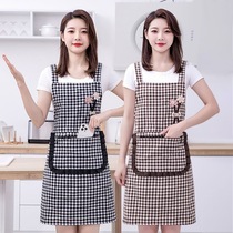 韩版时尚加厚棉布围裙厨房家用做饭防油污背带围腰男女上班工作服
