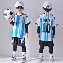 儿童春秋款球衣阿根廷三星梅西C罗法国男女童速干套装足球训练服