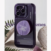 暗夜紫iphone15promax手机壳新款简约适用苹果13pro带支架ins风个性苹果12透明紫iphone14promax防摔网红款潮