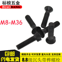 8.8级沉头带榫螺栓剪板机螺栓沉头单耳螺丝衬板M8-M30