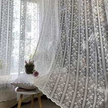 美式乡村唯美白色蕾丝窗纱客厅阳台卧室飘窗北欧风成品窗帘白纱帘