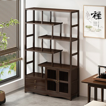 博古架实木中式茶柜置物架茶叶架展示柜现代简约摆件装饰品博物架