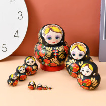 10层大肚黑草莓俄罗斯套娃娃生日礼物椴木制工艺礼品玩具家居摆饰