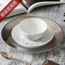 德国MEISSEN梅森瓷器 Cosmopolitan波尔纳花园灰色茶杯咖啡杯碟组