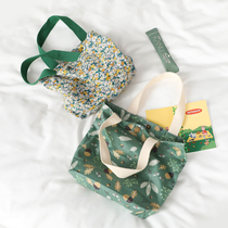 绿色系棉布小手拎包 轻薄款夏日手拎水果系花朵休闲手提小包包
