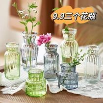 【三件套】ins风迷你玻璃小花瓶水培绿植装饰桌面透明插花器摆件