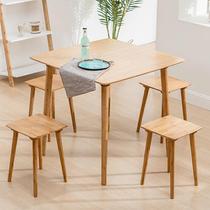 楠竹方桌子简约北欧大圆形吃饭桌正方形家用小户型餐桌实木长方桌