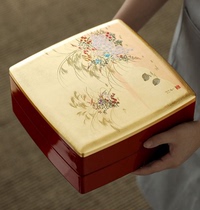 日本进口前重漆器日式糖果盒金箔匠人手工山中漆器方形点心礼盒