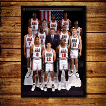 乔丹梦之队全明星合影装饰画NBA篮球海报卧室书房客餐厅壁挂墙画