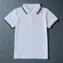 儿童校服POLO衫短袖白色T恤夏纯棉中大童上衣男童女童小学生班服