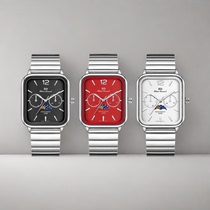 卡西西手表小方块网红同款方形月相石英情侣表M305钢带男女同款表