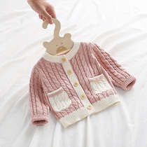 春秋装1-3岁女宝宝纯棉针织开衫6个月婴儿洋气毛衣新生儿小外套