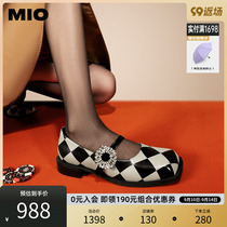 MIO米奥2023秋冬英伦风舒适<em>低跟单鞋</em>花朵钻饰甜酷复古玛丽珍女鞋