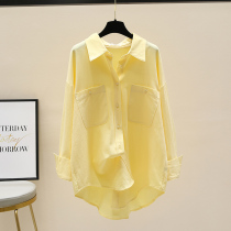 黄色衬衫女外套2024春秋新款韩版气质宽松长袖衬衣设计感别致上衣