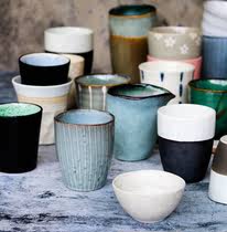 复古日式茶具和风陶瓷茶杯汤吞酒水杯子 创意家用条纹咖啡小杯子