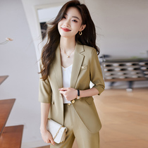 卡其色高级感西装外套女新款韩版夏季气质小个子西服上衣职业套装