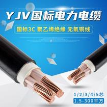 国标纯铜芯YJV2 3 4 5芯10 16 25 35平方50室户外电线 三相电缆线