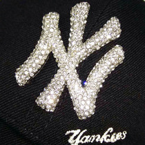 韩版金属镶钻NY棒球帽钻石弯檐帽男女士潮款秋冬MLB鸭舌帽LA帽子