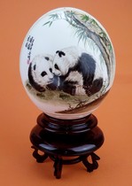 鸵鸟蛋壳彩绘工艺品鸵鸟蛋雕刻艺术品绘画工艺中国风国宝熊猫