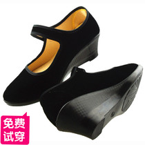正品老北京布鞋女鞋单鞋坡跟鞋高跟鞋工作鞋职业百搭女黑色布鞋子