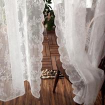韩式田园蕾丝成品白纱窗帘纱帘魔术贴客厅阳台飘窗少女法式穿杆帘
