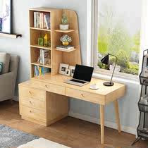 清仓纯实木书桌书架组合简约卧室书柜书桌一体家用学生儿童松木学