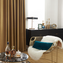 复古黄铜色轻奢金黄色客厅卧室遮光绒布丝绒天鹅绒窗帘样板房定制