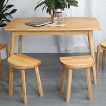 日式原木实木凳子现代简约收纳圆凳家用餐凳椅子木头板凳四脚凳