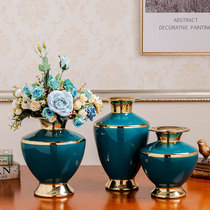 欧式复古陶瓷时尚花瓶三件套家居<em>客厅工艺品摆件</em>干花插花器装饰品
