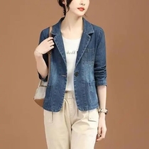 2024春季韩版新款女士西装牛仔外套大码牛仔衣显瘦休闲复古小西装