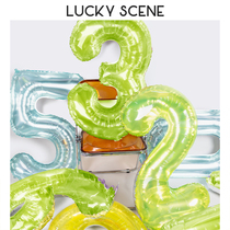 【吉祥道具】水晶绿色大号数字派对装饰透明果冻气球生日拍照摄影