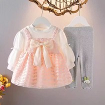 女童春装两件套新款56个月婴儿春秋季连衣裙套装女宝宝洋气公主裙