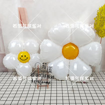 派对装饰白色笑脸小雏菊铝膜气球拱门气球链点缀花朵锡箔球鸡蛋花