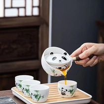 陶瓷熊猫茶具家用简约泡茶杯旅行户外出差便携懒人功夫可爱风茶壶