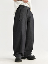 HBZ小众设计款西裤廓形仿牛仔萝卜裤潮牌街头个性休闲直筒裤男女