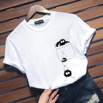 Totoro Dust Bunny T Shirt 日本动漫千与千寻龙猫周边T恤短袖女
