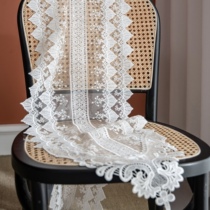 白色欧式蕾丝桌旗餐桌装饰茶几长条绣花公主风鞋柜镂空纱布