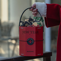 2024新年龙年礼盒包装空盒子抱抱桶八边形牛轧糖果雪花酥饼干圣诞