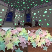 100pcs Wall Decals Glow In The Dark Nursery Room Color Stars