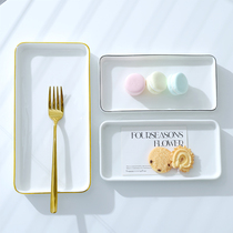 创意陶瓷餐盘长方形摆盘甜品碟子蛋糕盘子西餐餐具刺身鸡翅寿司盘