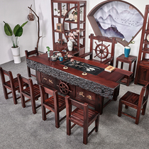 老船木茶桌椅组合全实木客厅中式茶台功夫茶几办公套装一体泡茶桌
