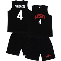 USA美国梦六队4号艾弗森球衣 篮球服套装 定做加肥加大码儿童小号