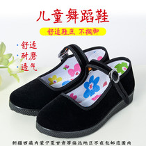 新款黑色小礼仪鞋老北京布鞋儿童舞蹈鞋平跟黑色方口女童鞋体操鞋