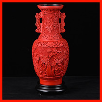 包邮扬州漆器厂特色脱胎剔红雕漆送老外花瓶摆件仿古单位商务礼品