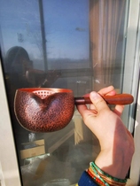 加厚紫铜罐罐茶公道杯侧把纯手工肌理铜壶复古围炉煮茶神器带滤网