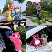 汽车车顶玩偶朱迪兔子车顶装饰草莓熊车尾贴搞笑公仔车外摆件