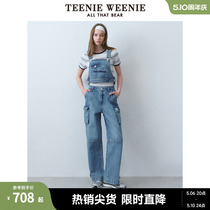 TeenieWeenie小熊女装2024年夏季新款背带牛仔裤两件套设计感复古