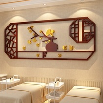 中医文化养生馆墙面装饰美容院房间形象高级感布置背景风格设计图