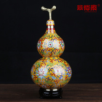 景泰蓝葫芦花瓶福禄中式客厅装饰摆件外事礼品老人祝寿生日礼物